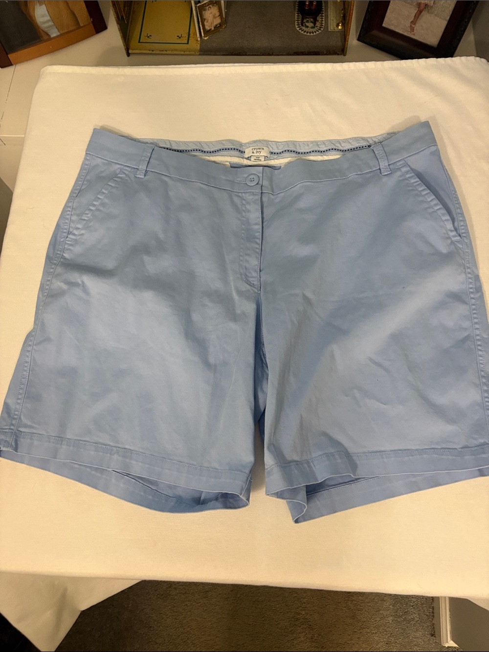 crown & ivy Light Blue Cotton-Blend Bermuda Shorts - 22W